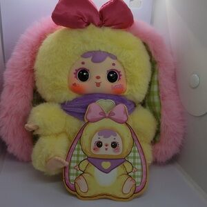 Samuel San Xiao Mao Adorable Yellow and Pink Plush Bunny Toy